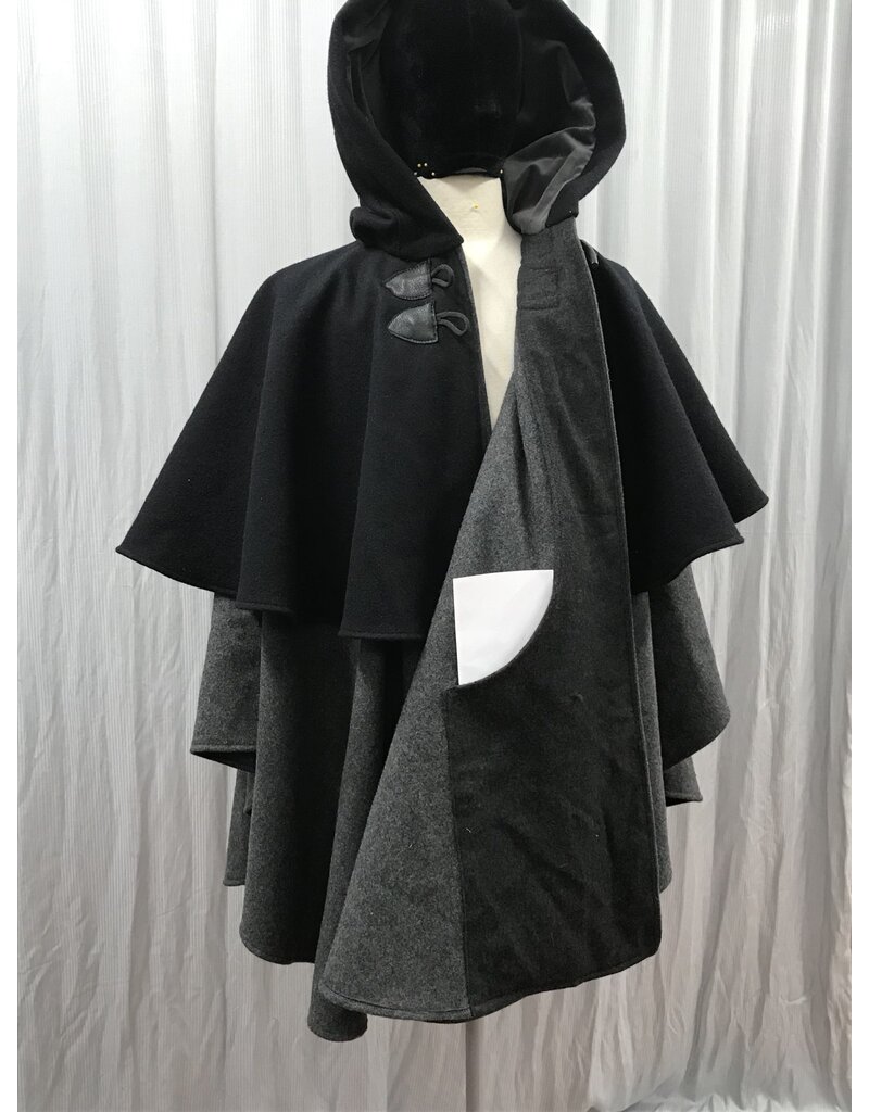 Cloakmakers.com 5481 - Washable Mantle Ruana Cloak w/ Grey Velvet Hood Lining