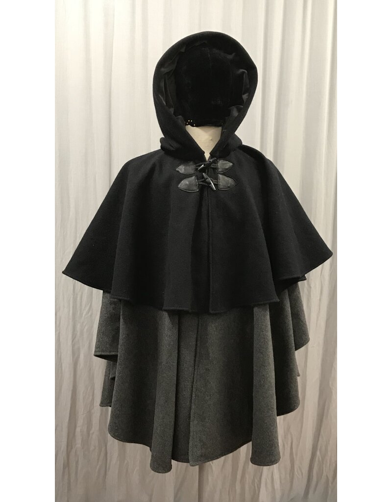 Cloakmakers.com 5481 - Washable Mantle Ruana Cloak w/ Grey Velvet Hood Lining