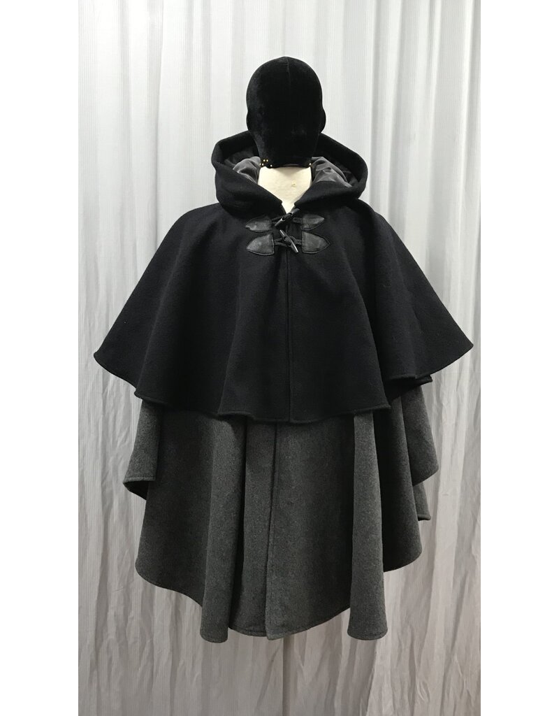 Cloakmakers.com 5481 - Washable Mantle Ruana Cloak w/ Grey Velvet Hood Lining