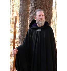 Cloakmakers.com 5488 - Washable Black Wool Full Circle Cloak w/ Purple Velvet Hood Lining