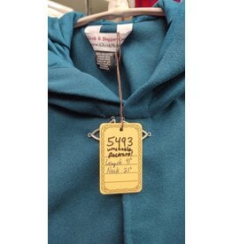 Cloakmakers.com 5493 - Washable Teal Ruana Shaped Shoulder Cloak w/ Teal Moleskin Hood Lining, Pockets