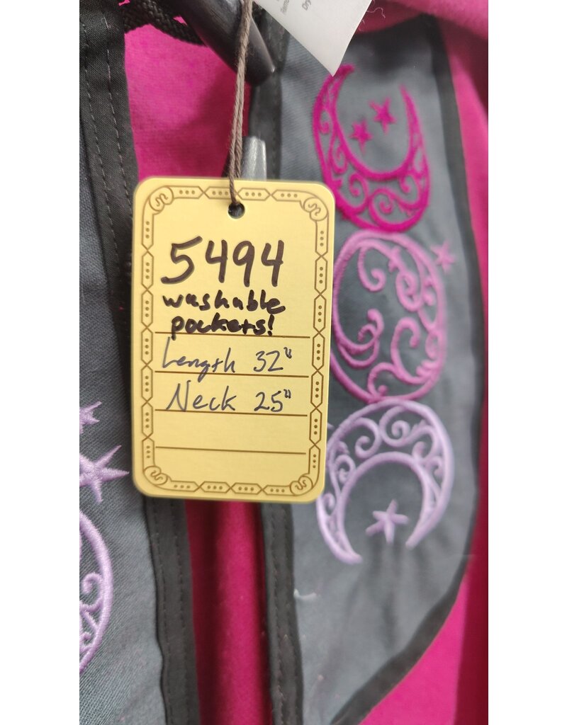 Cloakmakers.com 5494-Washable Hot Pink Cloak w/Triple Moon Embroidery, Pockets
