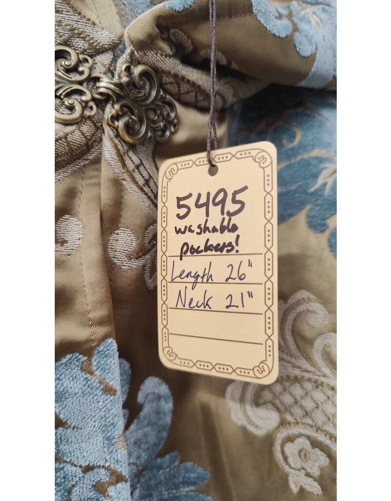 Cloakmakers.com 5495 - Washable Brocade Short Cloak w/ Tan Moleskin Hood Lining, Pockets