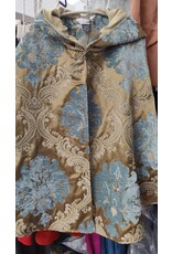 Cloakmakers.com 5495 - Washable Brocade Short Cloak w/ Tan Moleskin Hood Lining, Pockets