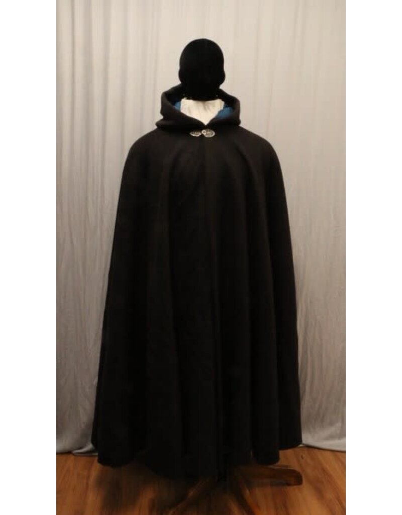 Cloakmakers.com 5500 - Brown Wool Blend Full Circle Cloak w/ Teal Moleskin Hood Lining