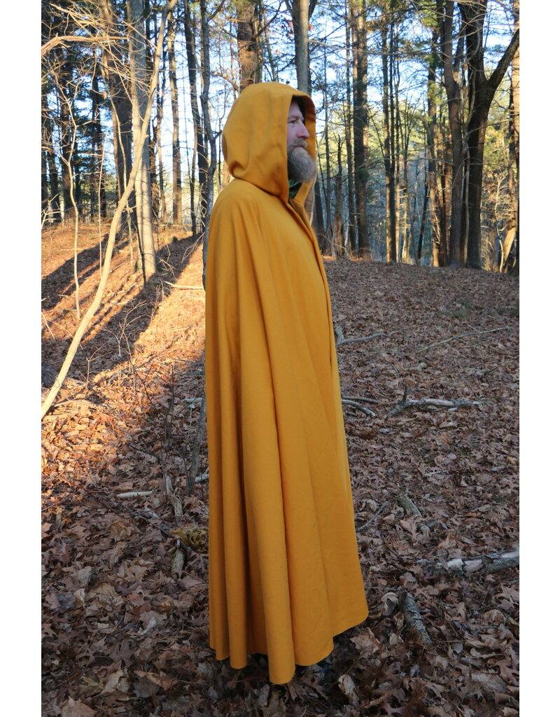 Cloakmakers.com 5512-Washable Amber Cloak w/Olive Green Hood Lining, Trim & Buttons