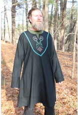 Cloakmakers.com J867 - Black Long-Sleeve Viking Tunic w/ Dragon and Celtic Knot Embroidery