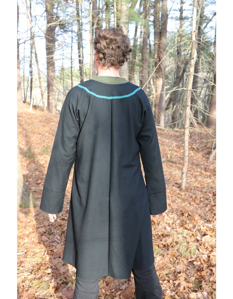 Cloakmakers.com J867 - Black Long-Sleeve Viking Tunic w/ Dragon and Celtic Knot Embroidery