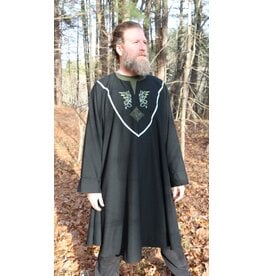 Cloakmakers.com J868 - Black Long-Sleeve Viking Tunic w/ Dragon and Celtic Knot Embroidery