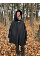 Cloakmakers.com 5526-Charcoal Grey Wool Cloak w/ Purple Velvet Hood Lining and Pockets