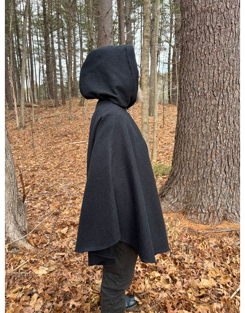 Cloakmakers.com 5526-Charcoal Grey Wool Cloak w/ Purple Velvet Hood Lining and Pockets