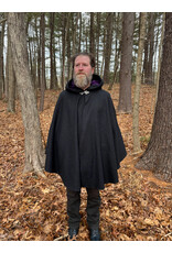 Cloakmakers.com 5526-Charcoal Grey Wool Cloak w/ Purple Velvet Hood Lining and Pockets