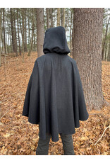 Cloakmakers.com 5526-Charcoal Grey Wool Cloak w/ Purple Velvet Hood Lining and Pockets