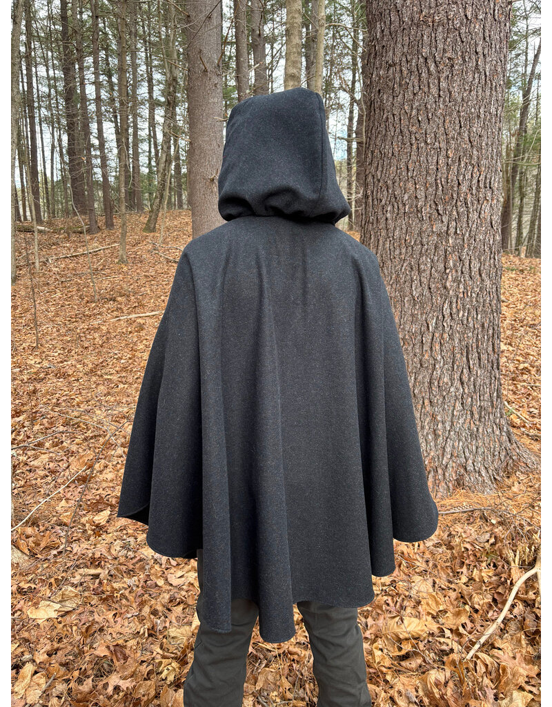 Cloakmakers.com 5526-Charcoal Grey Wool Cloak w/ Purple Velvet Hood Lining and Pockets