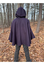 Cloakmakers.com 5534-Dark Purple Wool Blend Cloak w/ Dark Purple Moleskin Hood Lining and Interior Pockets