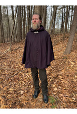 Cloakmakers.com 5534-Dark Purple Wool Blend Cloak w/ Dark Purple Moleskin Hood Lining and Interior Pockets