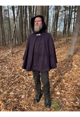 Cloakmakers.com 5534-Dark Purple Wool Blend Cloak w/ Dark Purple Moleskin Hood Lining and Interior Pockets