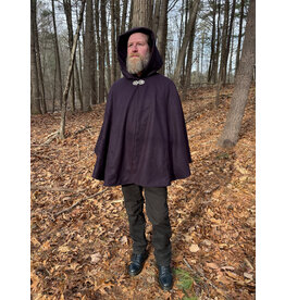 Cloakmakers.com 5534-Dark Purple Wool Blend Cloak w/ Dark Purple Moleskin Hood Lining and Interior Pockets