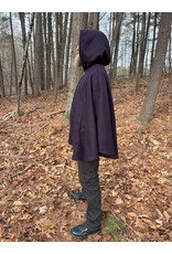Cloakmakers.com 5534-Dark Purple Wool Blend Cloak w/ Dark Purple Moleskin Hood Lining and Interior Pockets