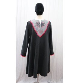 Cloakmakers.com J869 - Black Long Sleeve Viking Tunic w/ Wolves Embroidery