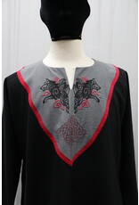Cloakmakers.com J869 - Black Long Sleeve Viking Tunic w/ Wolves Embroidery