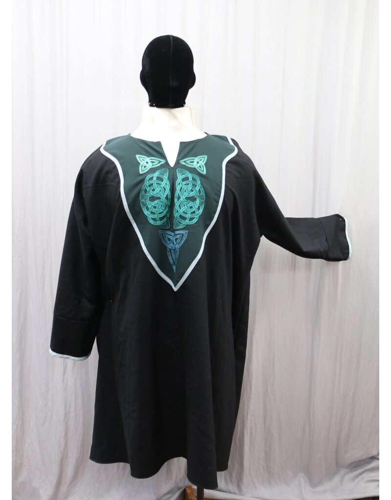 Cloakmakers.com J870 - Black Viking Tunic w/ Celtic Knot Embroidery