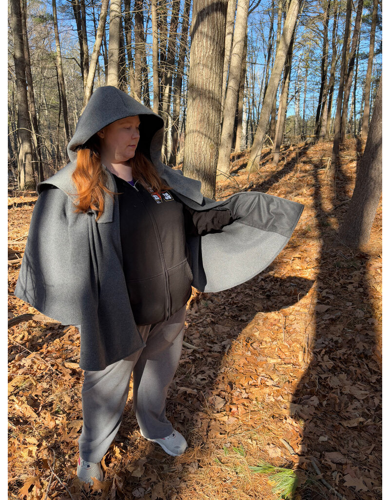 Cloakmakers.com 5541-Short Grey Wool Blend Cloak w/ Light Grey Mantel and Pockets