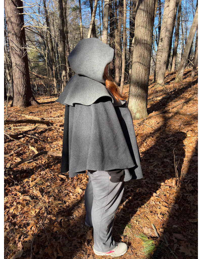 Cloakmakers.com 5541-Short Grey Wool Blend Cloak w/ Light Grey Mantel and Pockets