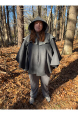 Cloakmakers.com 5541-Short Grey Wool Blend Cloak w/ Light Grey Mantel and Pockets