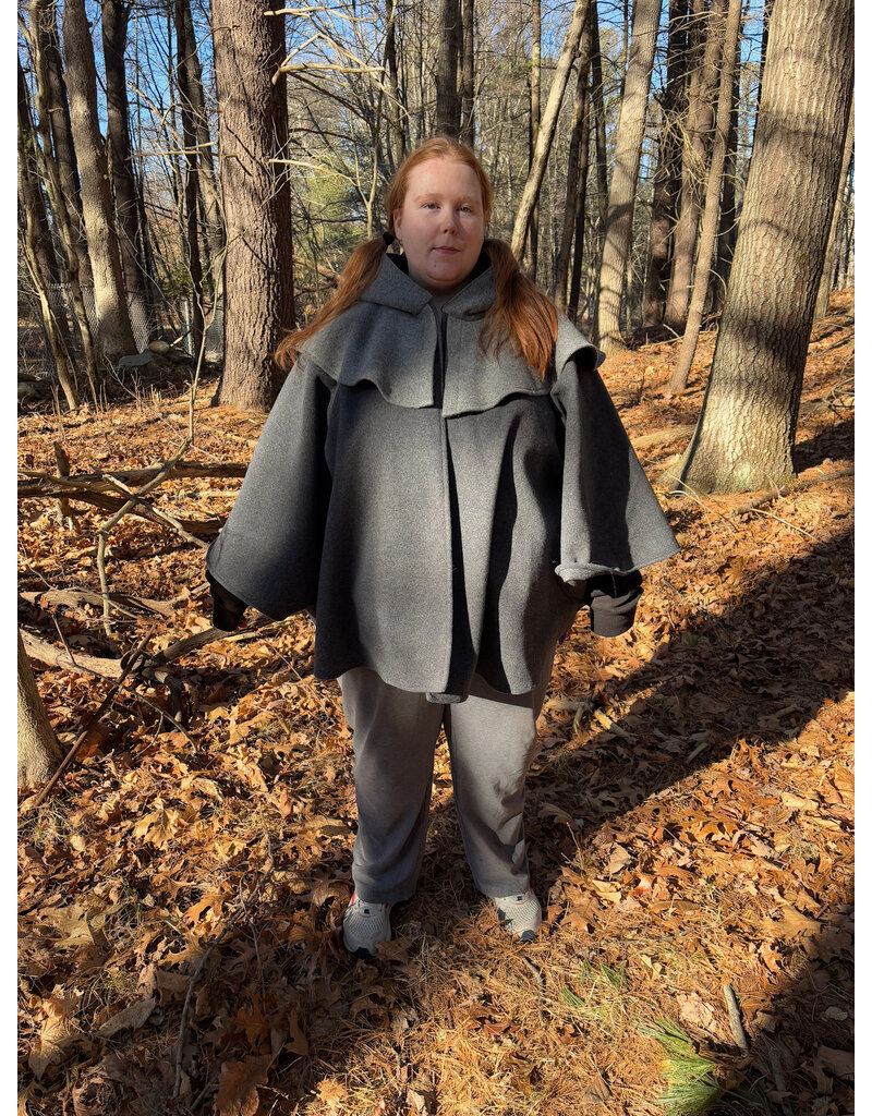 Cloakmakers.com 5541-Short Grey Wool Blend Cloak w/ Light Grey Mantel and Pockets