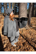 Cloakmakers.com 5543-Grey Mid Length Wool Blend Cloak w/ Dark Blue Hood Lining & Pockets