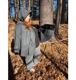 Cloakmakers.com 5543-Grey Med. Length Wool Blend Cloak w/ Dark Blue Hood Lining & Pockets