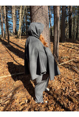 Cloakmakers.com 5543-Grey Mid Length Wool Blend Cloak w/ Dark Blue Hood Lining & Pockets