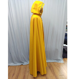 Cloakmakers.com 5512 - Washable Amber Cloak w/ Olive Green Velvet Hood Lining, Loop & Button Closure