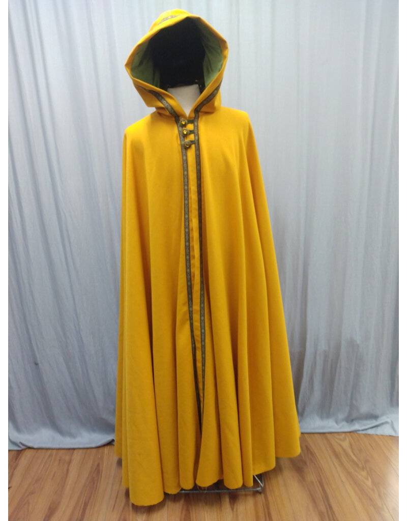 Cloakmakers.com 5512-Washable Amber Cloak w/Olive Green Hood Lining, Trim & Buttons