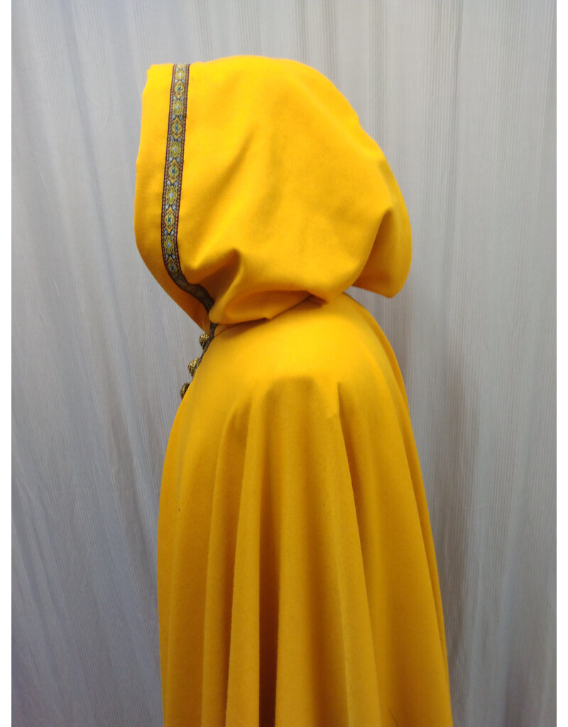 Cloakmakers.com 5512-Washable Amber Cloak w/Olive Green Hood Lining, Trim & Buttons