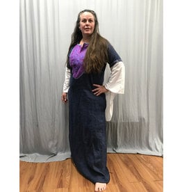 Cloakmakers.com G1188 - Washable Navy Blue Linen Gown w/ Triple Cat Embroidery
