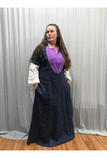 Cloakmakers.com G1188 - Washable Navy Blue Linen Gown w/ Triple Cat Embroidery
