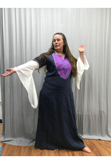 Cloakmakers.com G1188 - Washable Navy Blue Linen Gown w/ Triple Cat Embroidery
