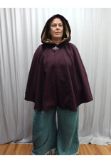 Cloakmakers.com 5562-Merlot Purple Wool Blend Cloak w/ Champagne Velvet Hood Lining & Pockets