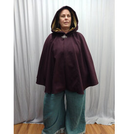 Cloakmakers.com 5562-Merlot Purple Wool Blend Cloak w/ Champagne Velvet Hood Lining & Pockets