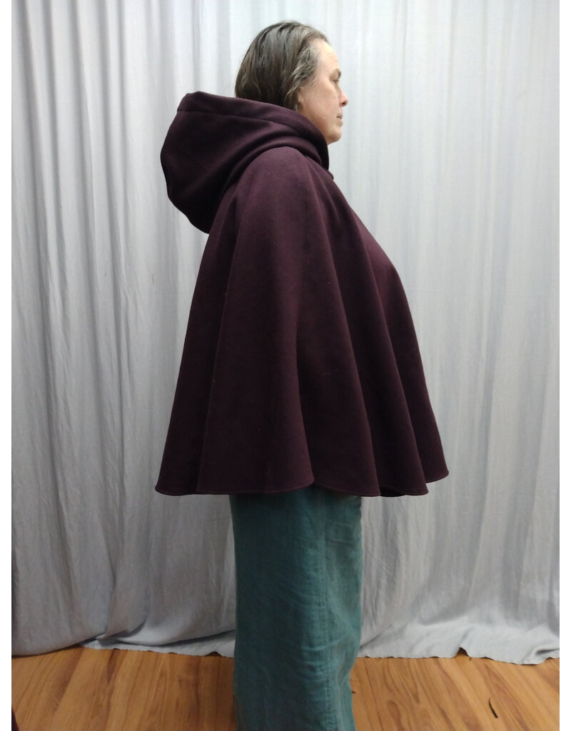 Cloakmakers.com 5562-Merlot Purple Wool Blend Cloak w/ Champagne Velvet Hood Lining & Pockets