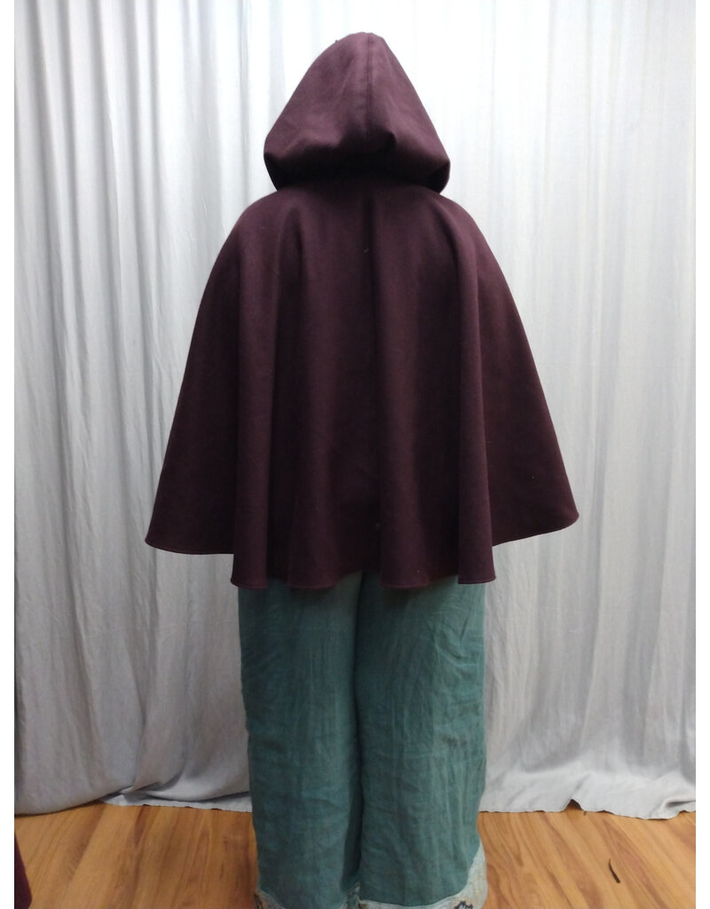 Cloakmakers.com 5562-Merlot Purple Wool Blend Cloak w/ Champagne Velvet Hood Lining & Pockets