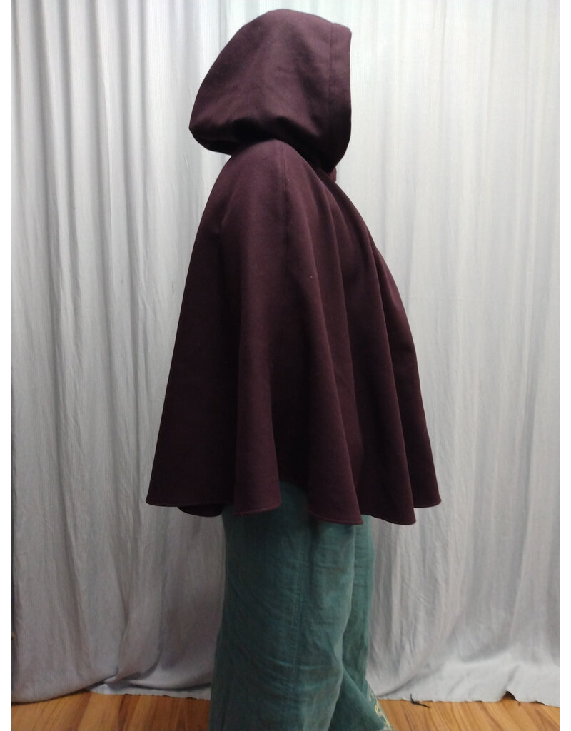 Cloakmakers.com 5562-Merlot Purple Wool Blend Cloak w/ Champagne Velvet Hood Lining & Pockets