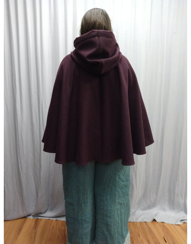 Cloakmakers.com 5562-Merlot Purple Wool Blend Cloak w/ Champagne Velvet Hood Lining & Pockets