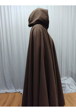 Cloakmakers.com 5563-Washable Faux Wool Brown Cloak w/ Green Velvet Hood Lining W/ Bronze Medallion Clasp