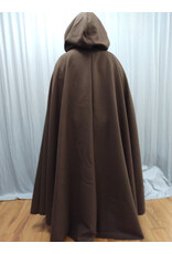 Cloakmakers.com 5563-Washable Faux Wool Brown Cloak w/ Green Velvet Hood Lining W/ Bronze Medallion Clasp