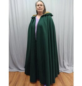 Cloakmakers.com 5564-Emerald Green Cloak w/ Tan Moleskin Hood Lining, Clasp TBD