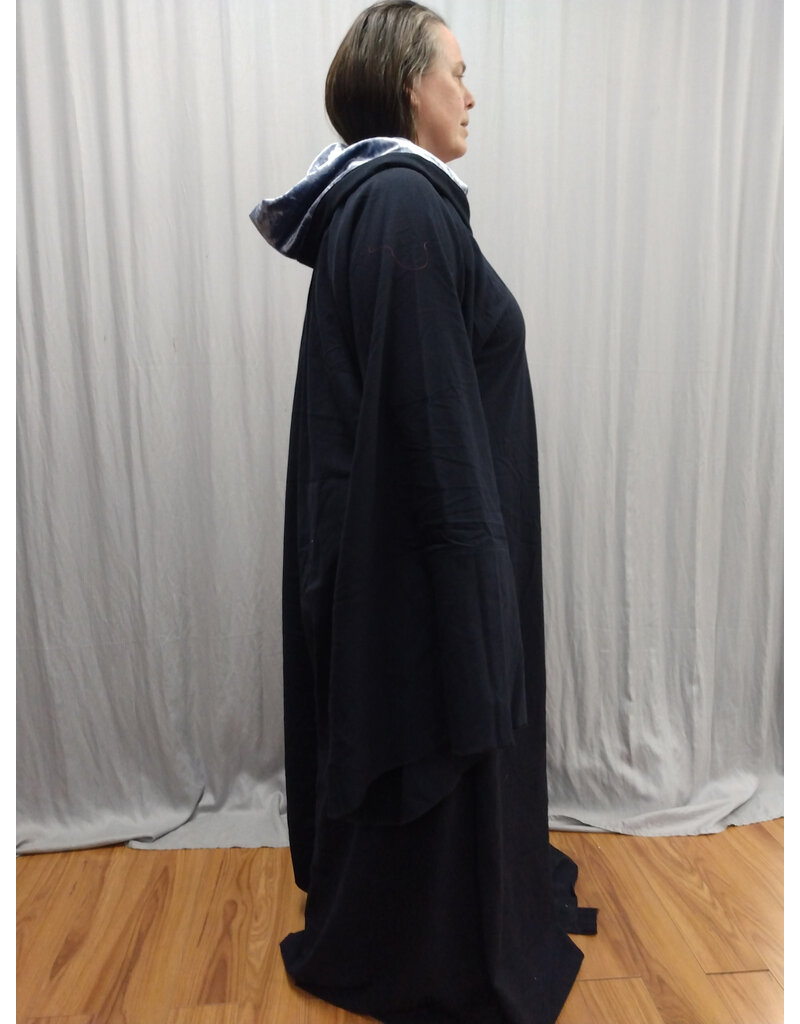 Cloakmakers.com R555-Dark Blue Robe w/ Icy Blue Velvet Hood Lining