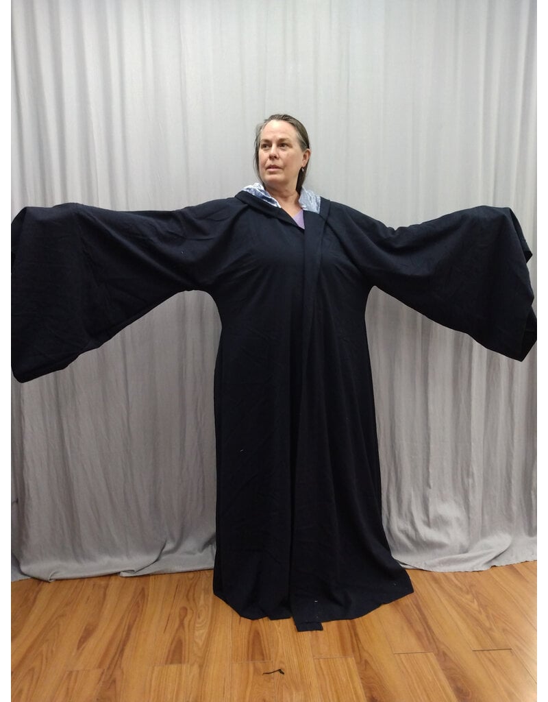 Cloakmakers.com R555-Dark Blue Robe w/ Icy Blue Velvet Hood Lining